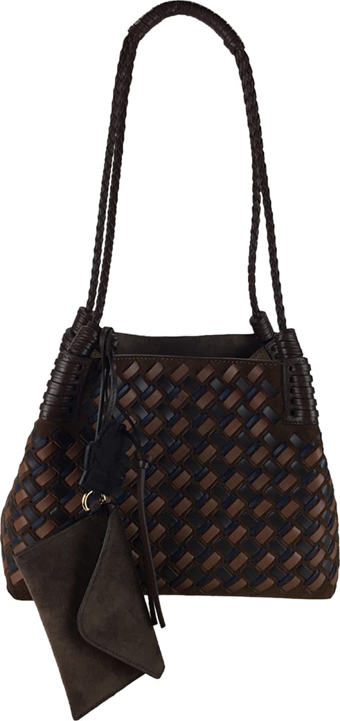 Tote Bag Libra Small in leather and suede woven
