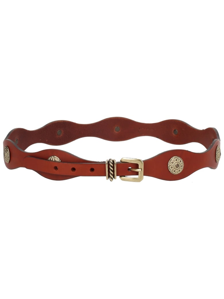 Black Wavy Twisted Buckle Leather Belt