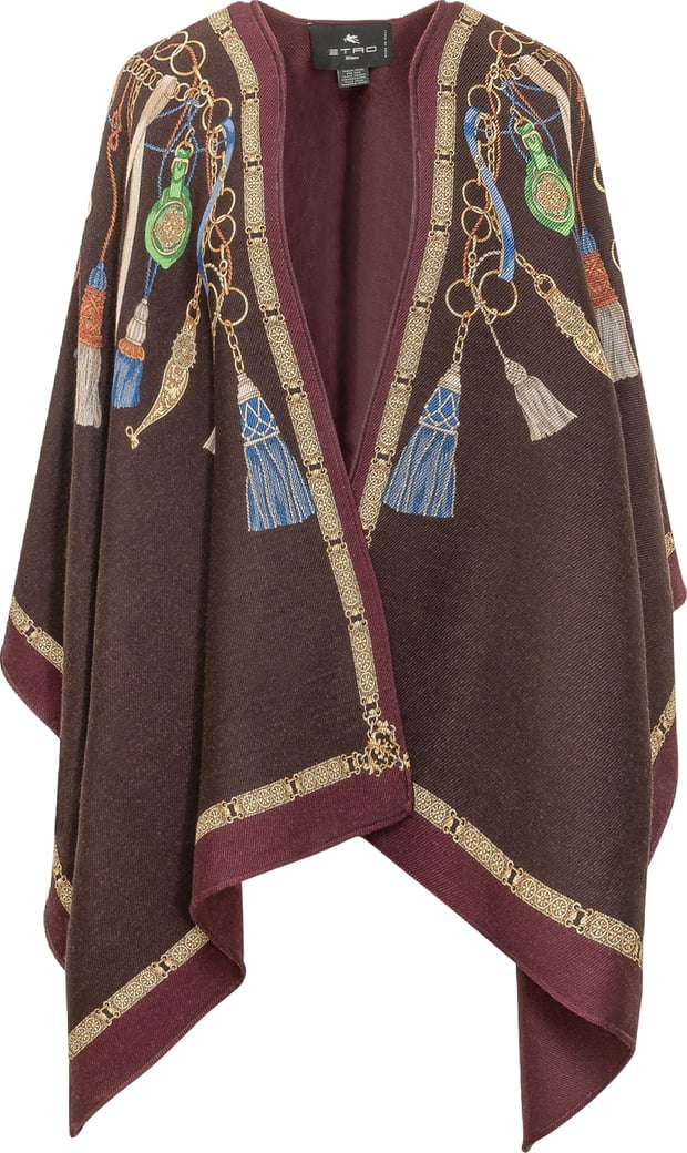 Poncho con Stampa Ornamentale
