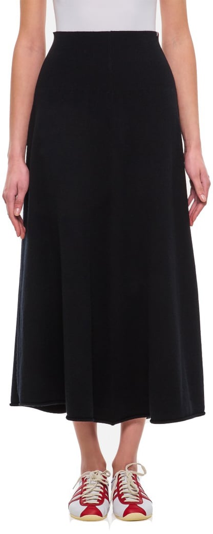 Flowing Midi Skirt With High Elastic Waistband