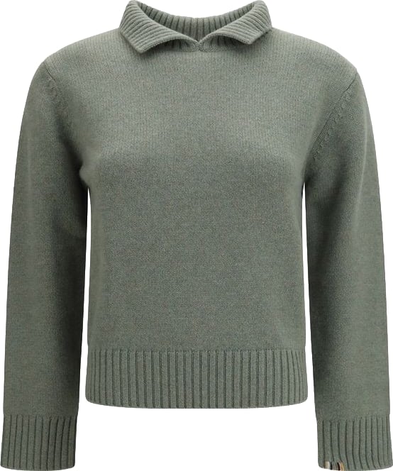 Green Jo Heavyweight Ribbed Polo Cashmere Sweater