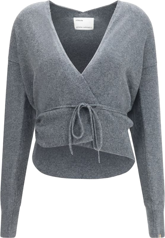 Grey Ella Ballerina V-Neck Cashmere Wrap Cardigan