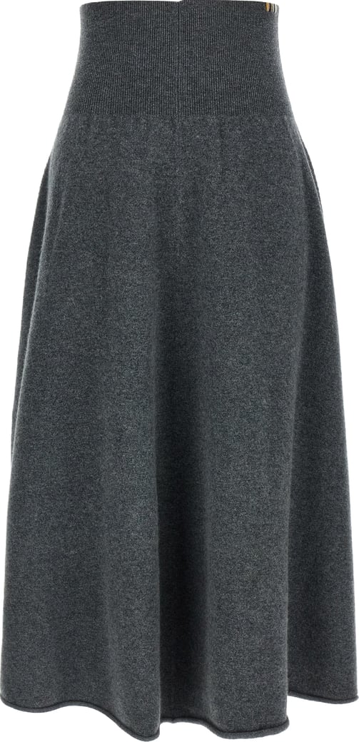 Grey Ease High-Waist Stretch Cashmere Knit Midi Skirt
