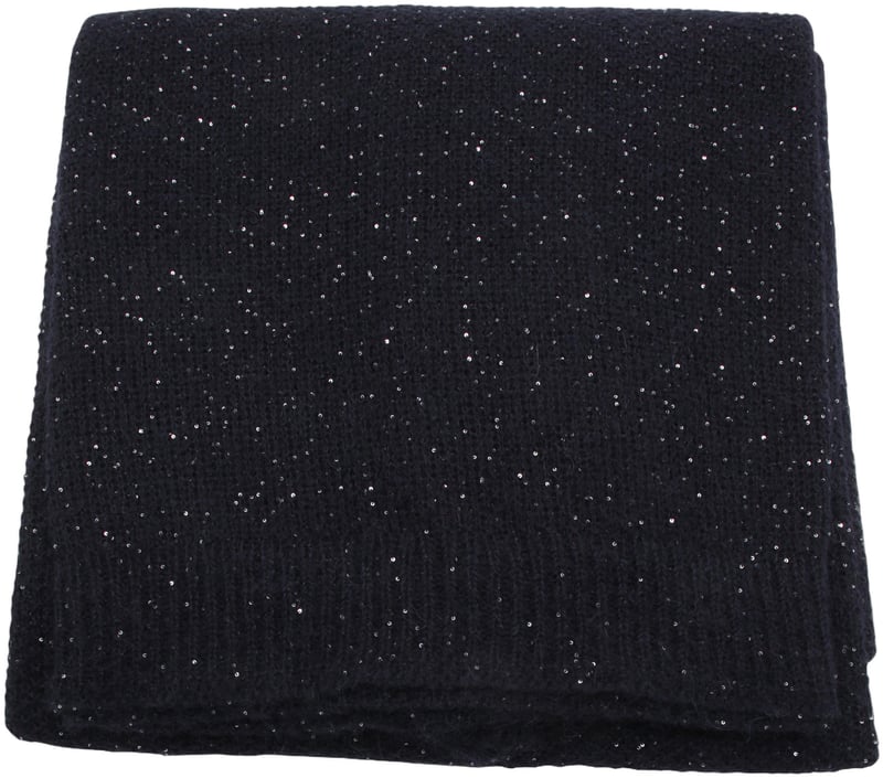 Knitted Dark Blue Scarf with Subtle Shimmer