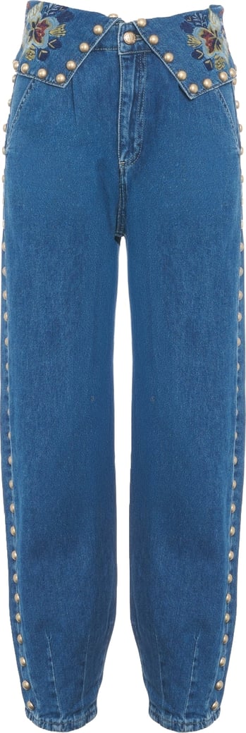 Jeans with embroidery and stud details