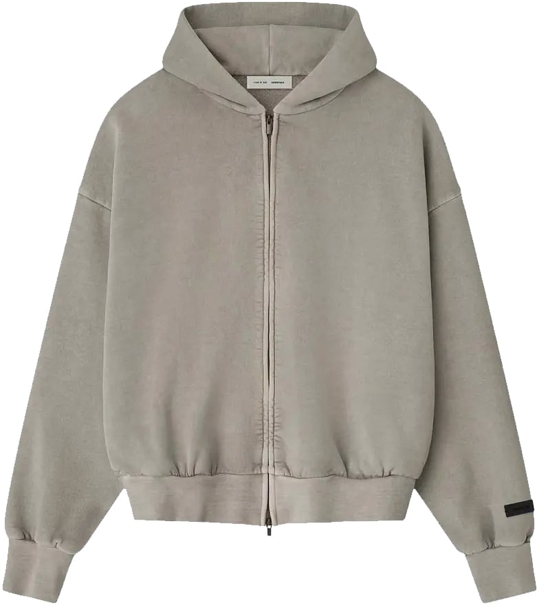 Fear of God Essentials Embroidered Classic Full Zip Hoodie 'Smoke Grey'