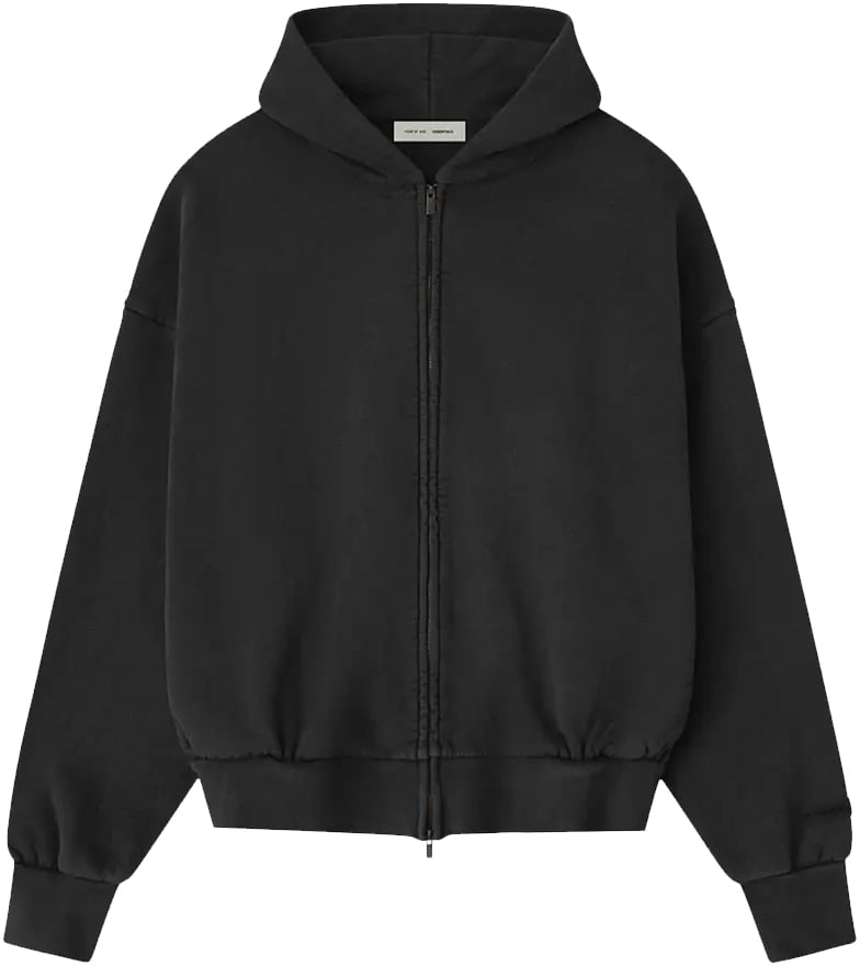Fear of God Essentials Embroidered Classic Full Zip Hoodie 'Vintage Black'