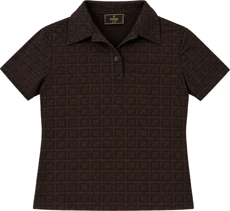 Fendi Brown Zucca Monogram Polo Shirt Top (DE38 / IT44)