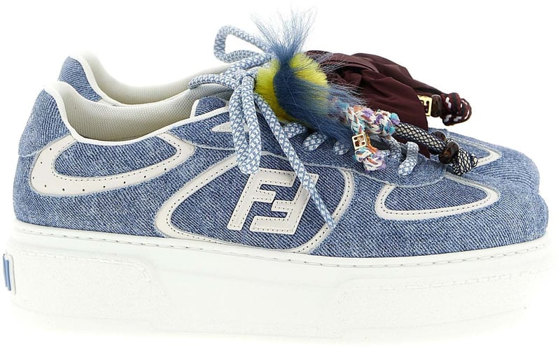 Fendi Blue Calfskin Platform Sneakers
