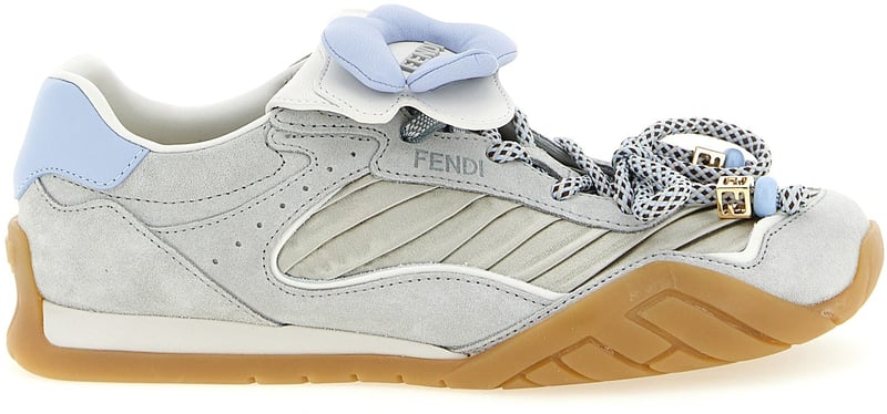 Fendi Gray Calfskin Athletic Sneakers