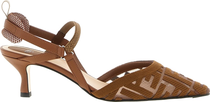 Fendi Brown Polyamide Mid Heel Pumps