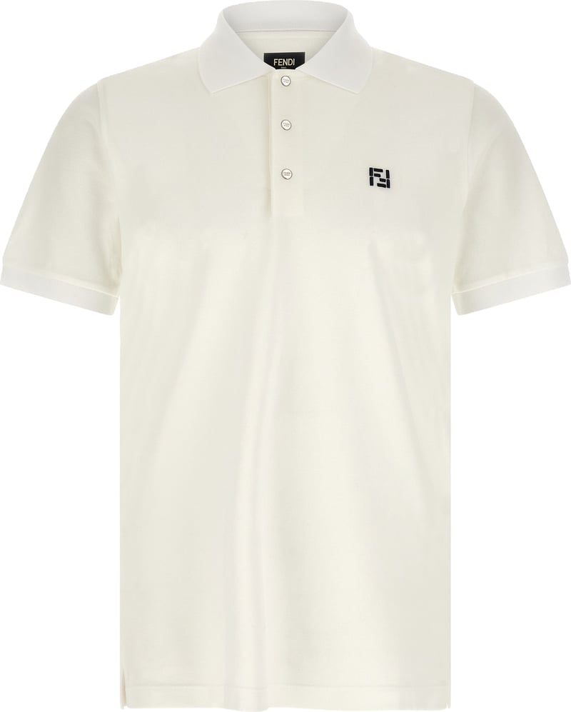 Fendi White Cotton Polo Shirt