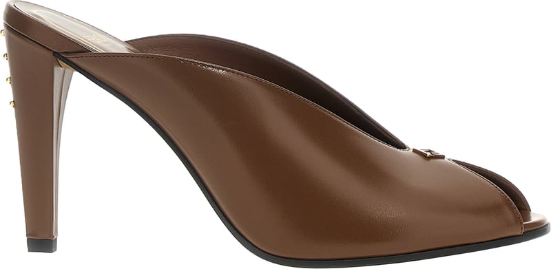 Fendi Brown Lamb Leather High Heel Pumps