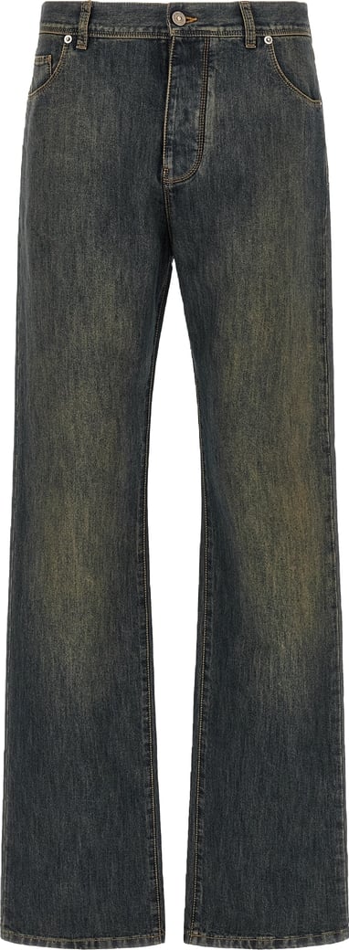 Fendi Blue Cotton Straight-Leg Jeans