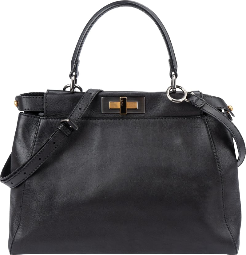 Fendi Black Leather Peekaboo Regular Handbag
