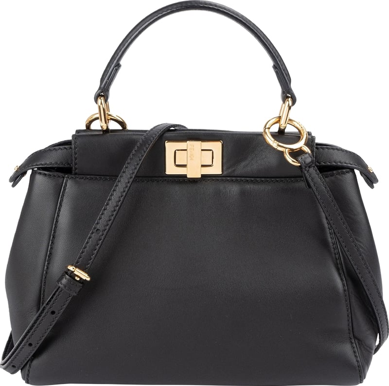 Fendi Black Leather Peekaboo Small Handbag