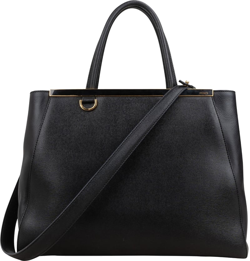 Fendi Black Leather 2Jours Handbag