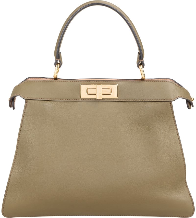 Fendi Olive Green Leather Medium Peekaboo Handbag