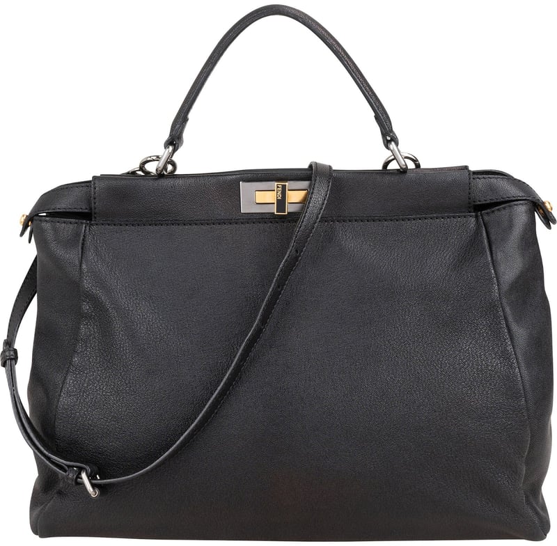 Fendi Black Calfskin Peekaboo Large Handbag