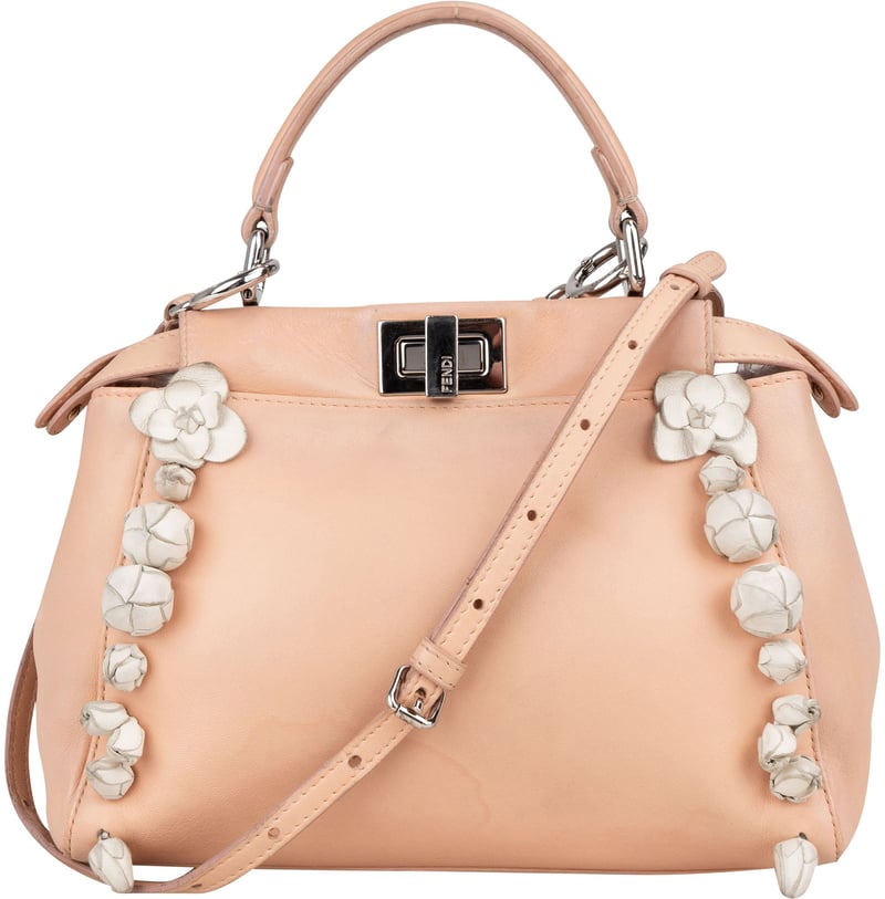 Fendi Pink Leather Flower Peekaboo Handbag