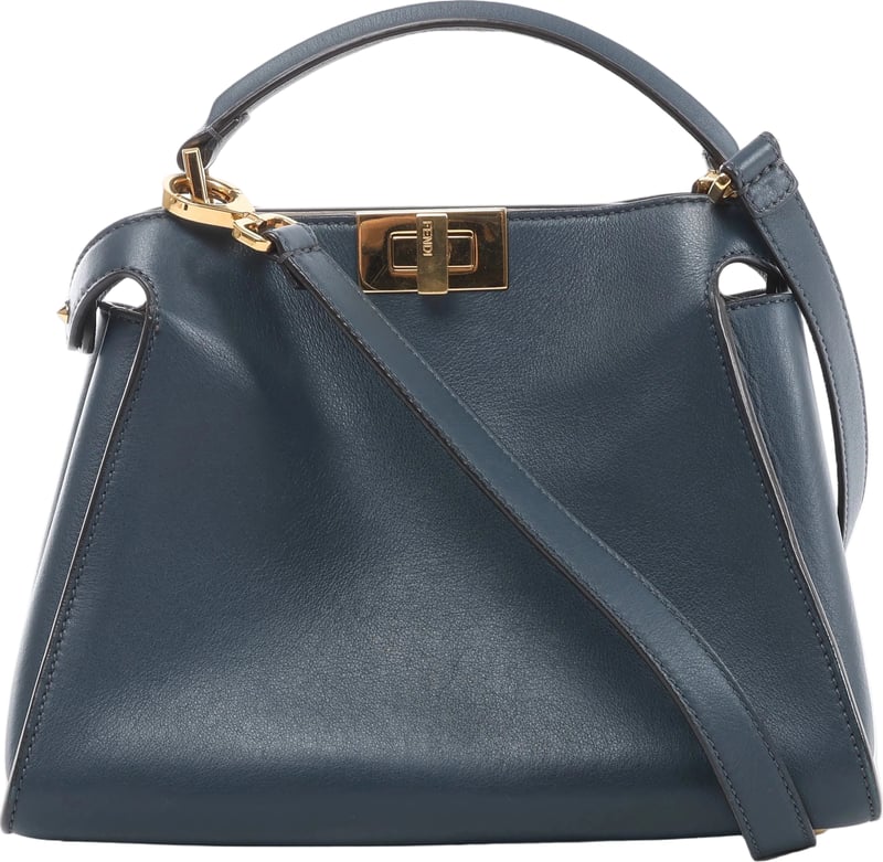Fendi Peekaboo Essentially Leather 2Way Handbag in Blue 8BN302