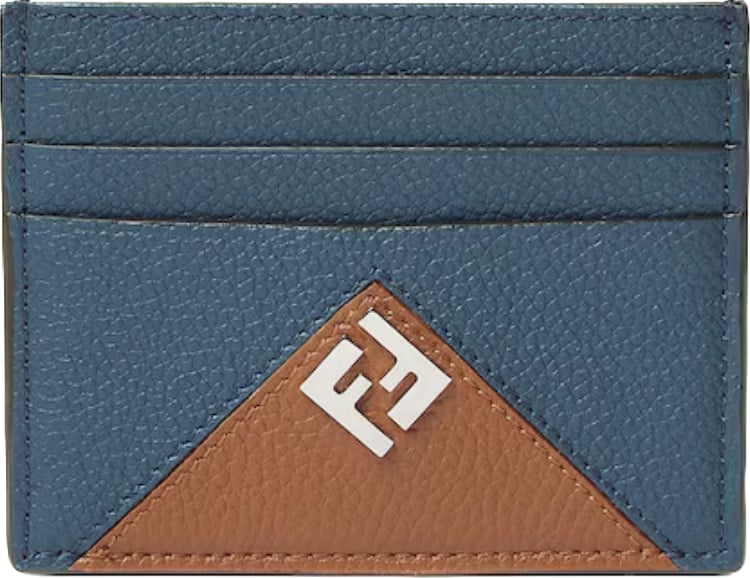Fendi Lui Card Holder Blue and sellier brown leather card case