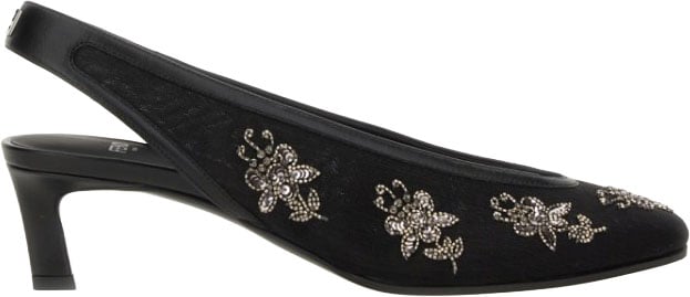 Intricate Floral Embroidery Slingback Shoes
