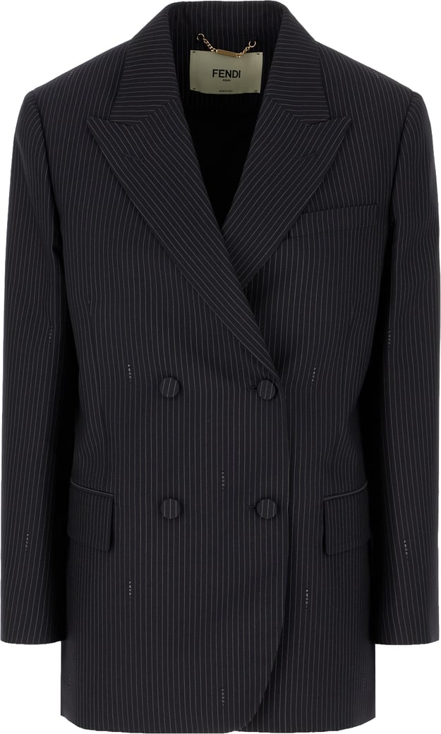 Fendi Embroidered wool blend blazer