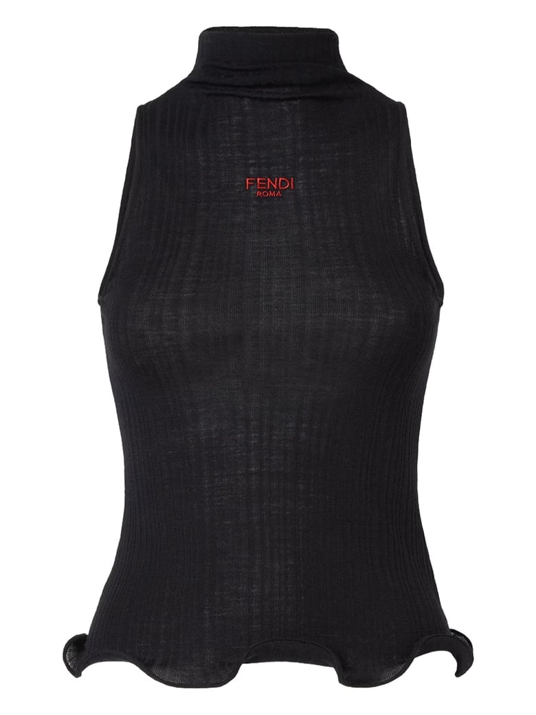 Virgin Wool Ribbed Fitted Top
