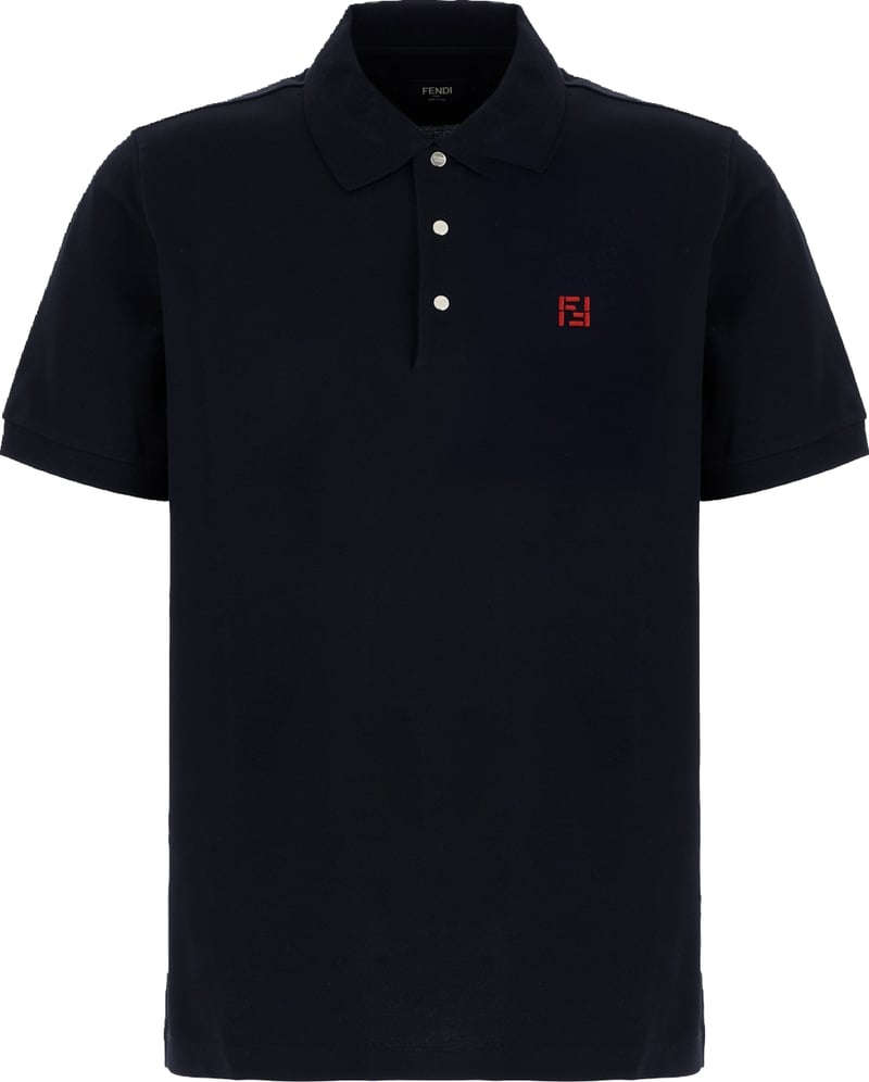 Fendi Navy blue piquet polo shirt