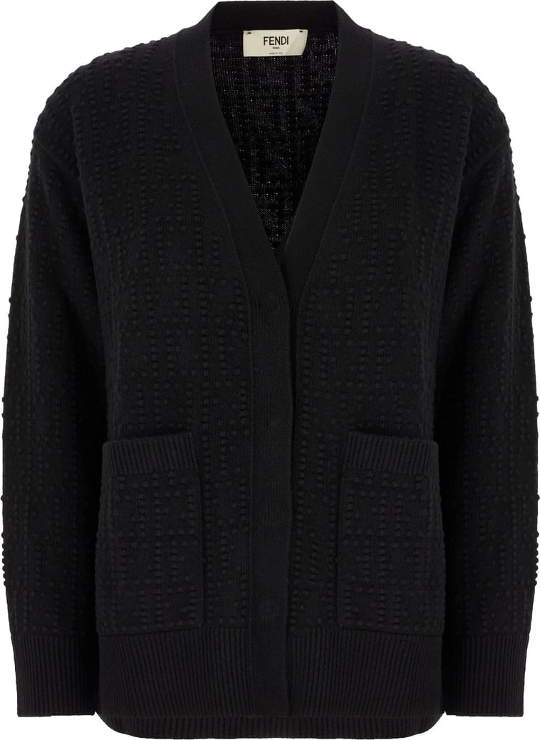 Fendi Black stretch wool blend cardigan