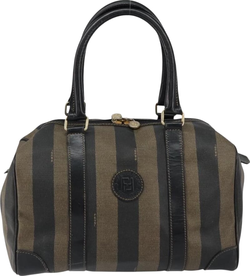 Fendi Vintage Pequin Boston Coated Canvas Medium