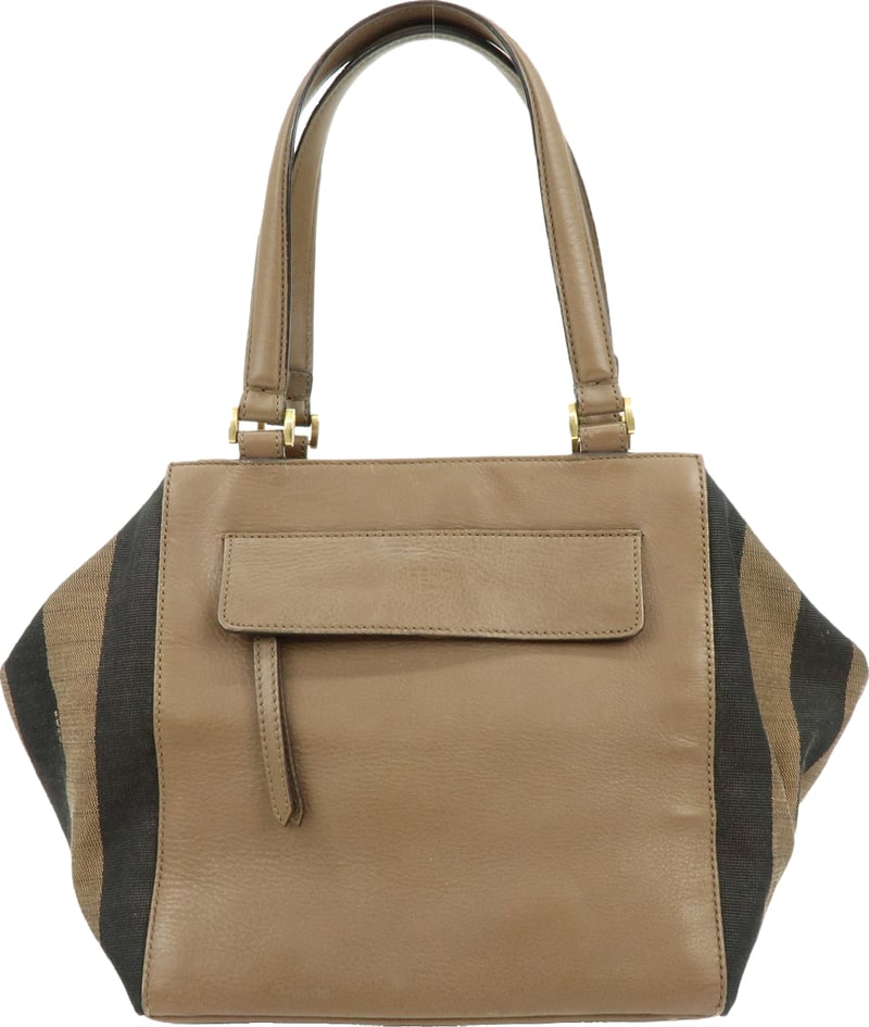 Fendi Boxy Leather with Pequin Canvas Large