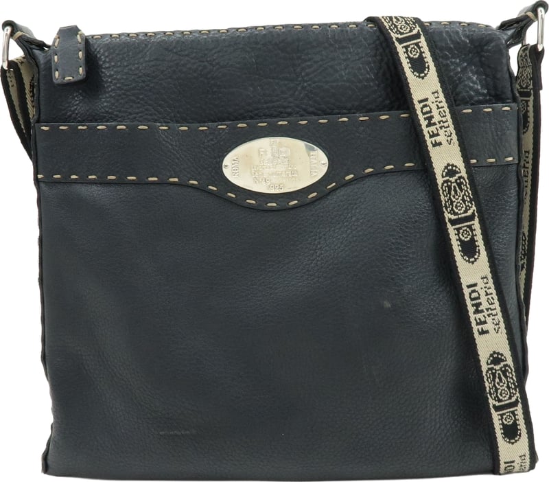 Fendi Vintage Selleria Zip Messenger Leather Medium