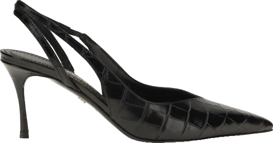 Slingback Sandals with Pointed Toe and Crocodile Textured Upper