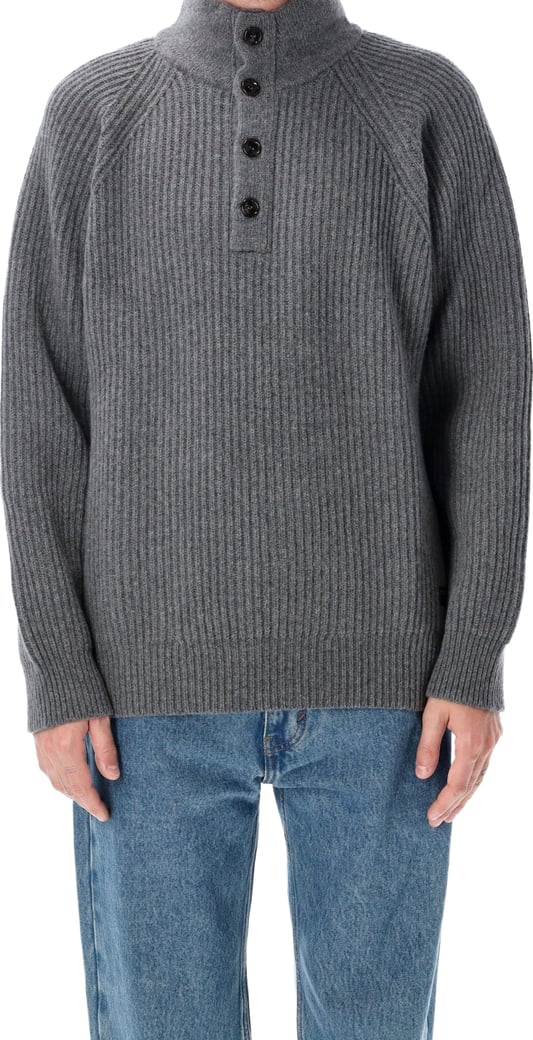 High Neck Button Grigio