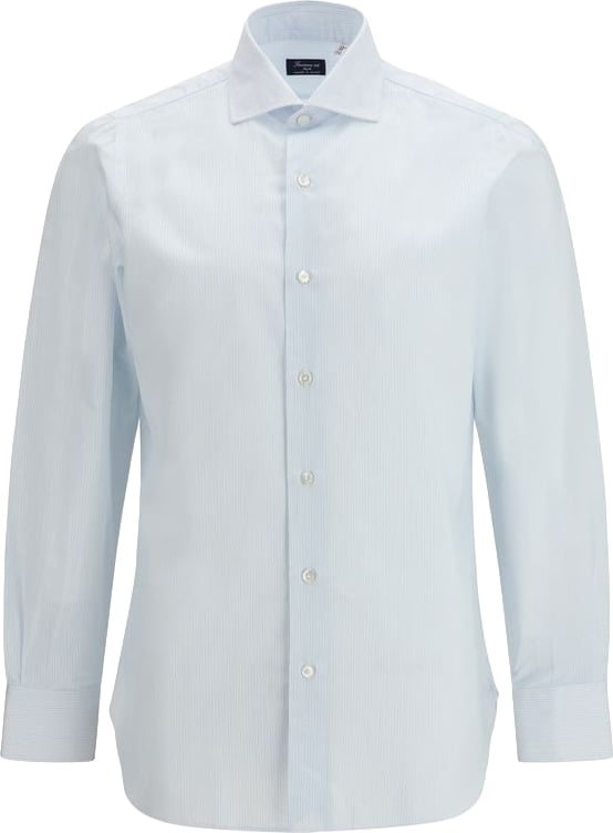 Finamore Blue Cotton Pattern Shirt