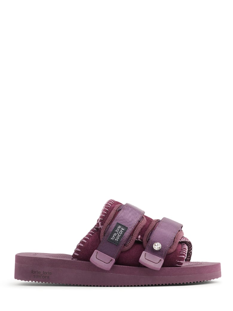 Crossed Strap Sandals in Deep Plum