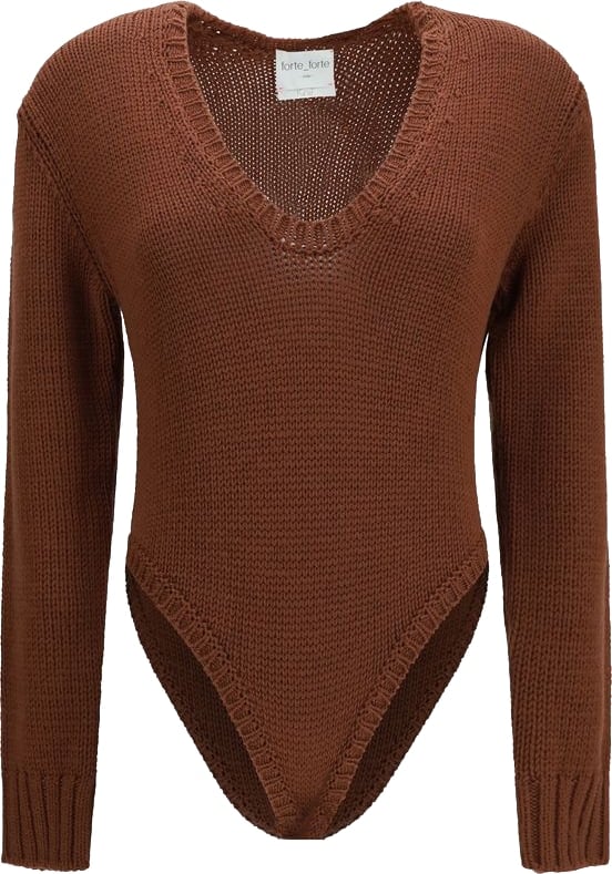 Forte_Forte Brown Wool Oves Aries Bodysuit