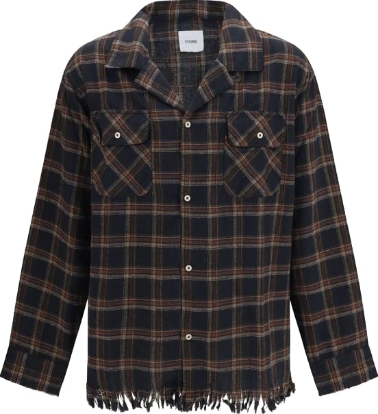 FOUND Blue Cotton Pattern Shirt