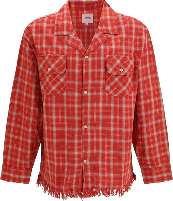 FOUND Red Cotton Pattern Shirt