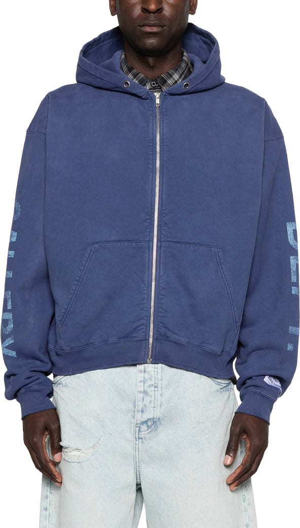 Gallery Dept. 90's Logo Zip Up Hoodie 'Navy'