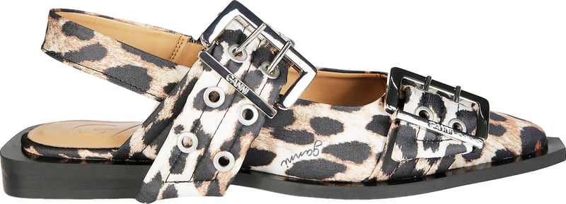 Feminine Buckle Ballerina Satin Print