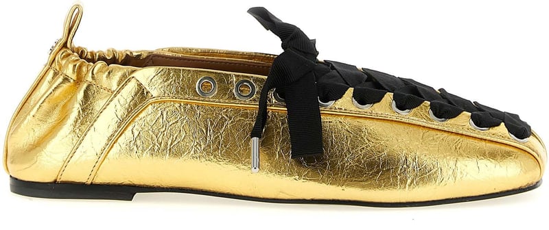 Ganni Gold Polyethylene Ballet Flats