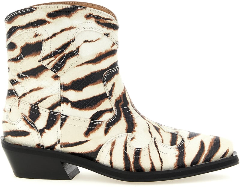 Ganni Beige Polyester Chelsea Boots