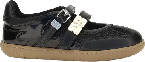 Ganni Black Recycled Leather Ballet Flats