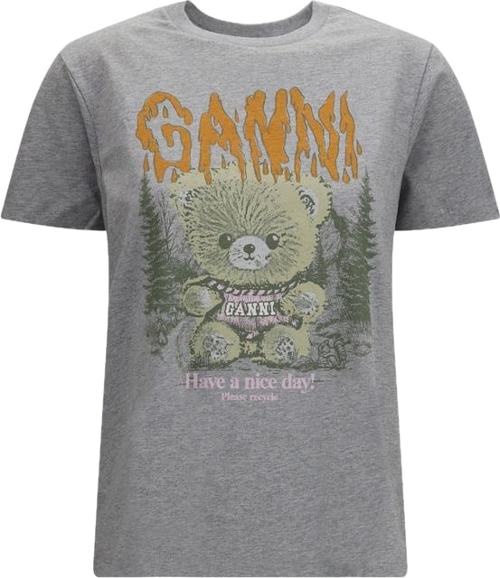 Ganni Gray Cotton T-Shirt