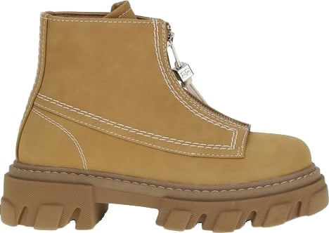 Chunky White Stitching Textured Sole Ankle Boots