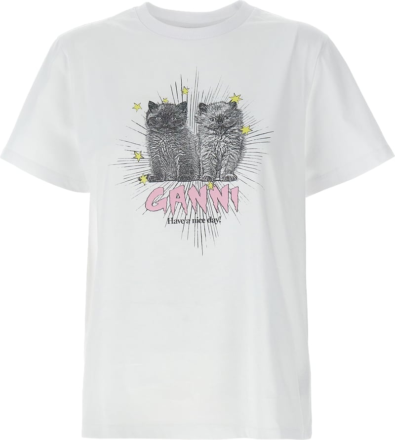 Ganni White Cotton T-Shirt