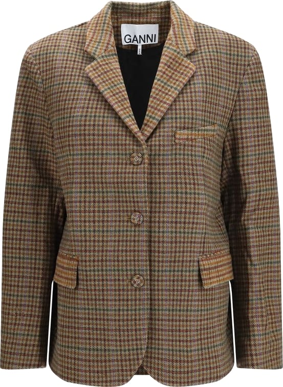 Ganni Brown Recycled Wool Blazer